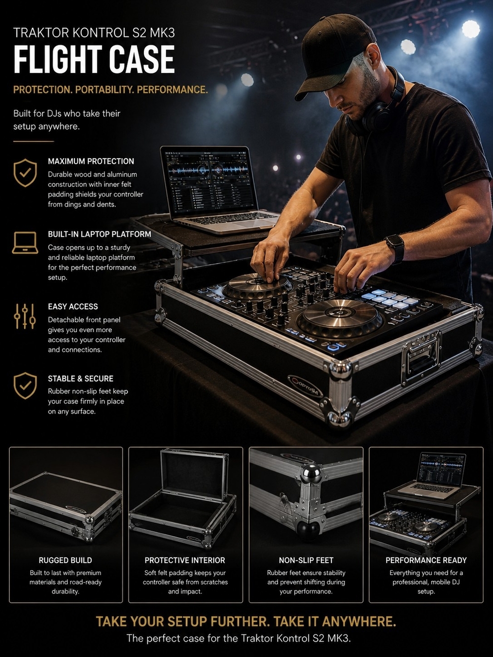 Flight Case for Traktor Kontrol S2 MK3 – Black